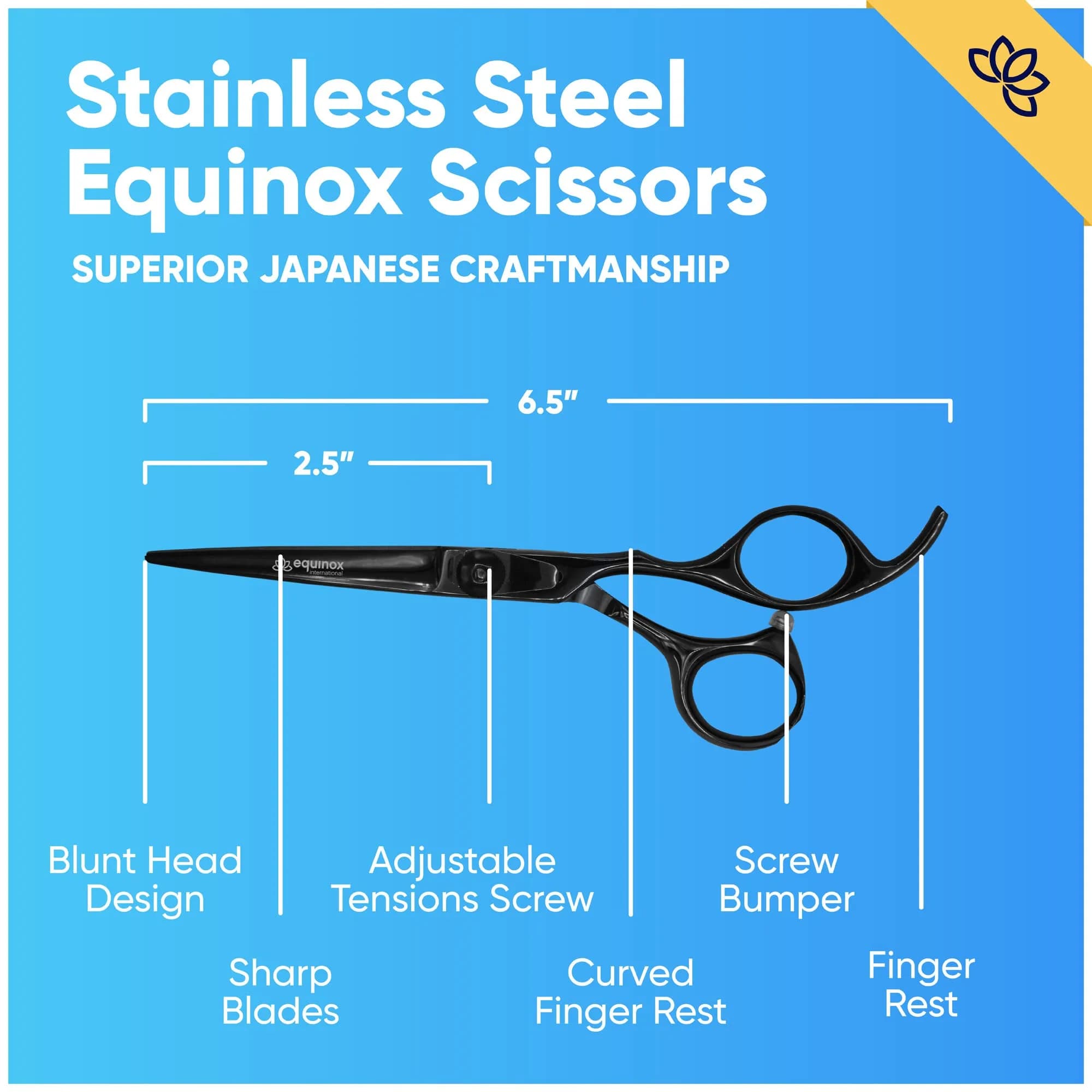 Equinox International Black 6.5 Inch Barber Hair Cutting Shears | Japanese Stainless Steel, Ergonomic Grip - view 2