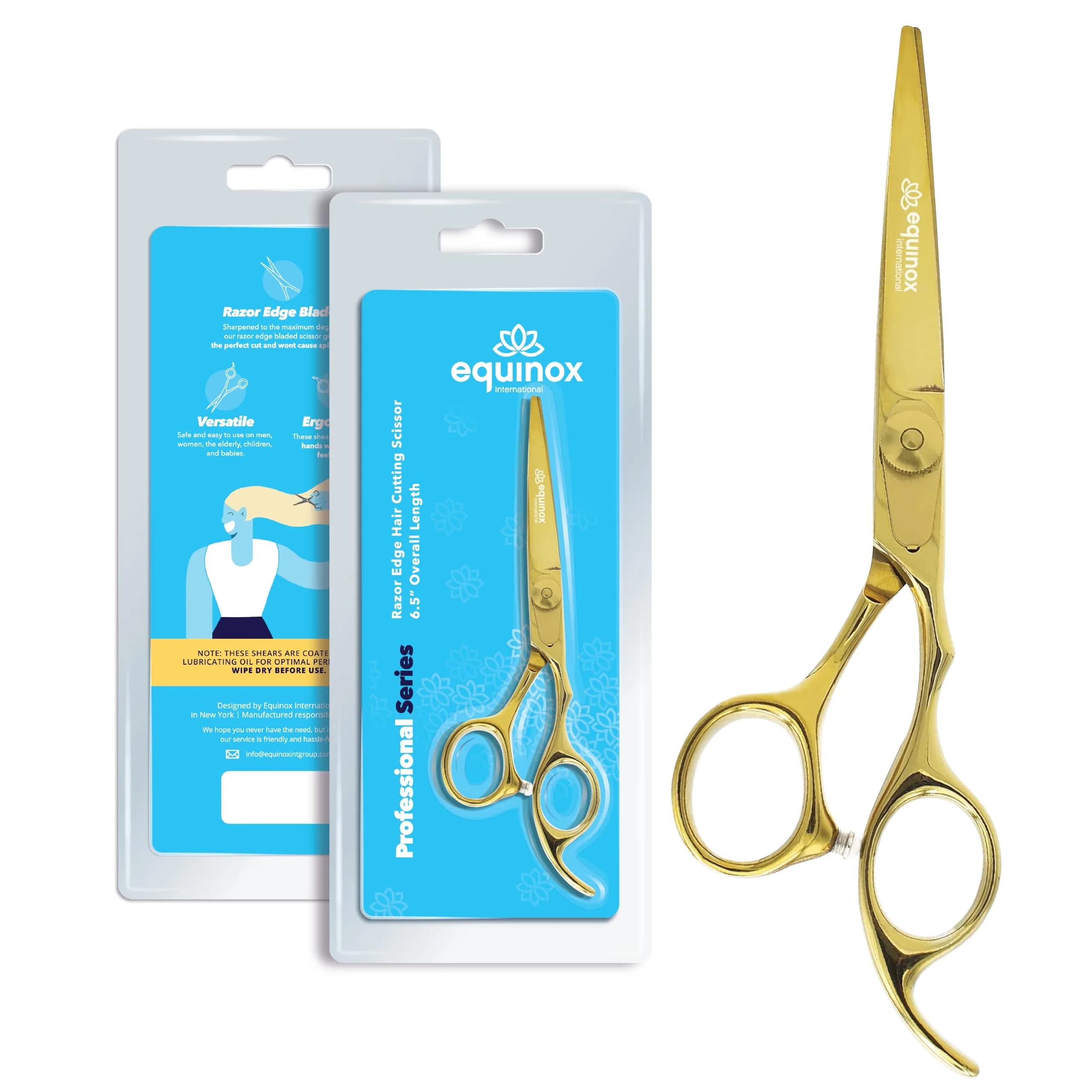 Equinox International Gold 6.5 Inch Barber Hair Cutting Shears | Japanese Stainless Steel, Ergonomic Grip - main product image