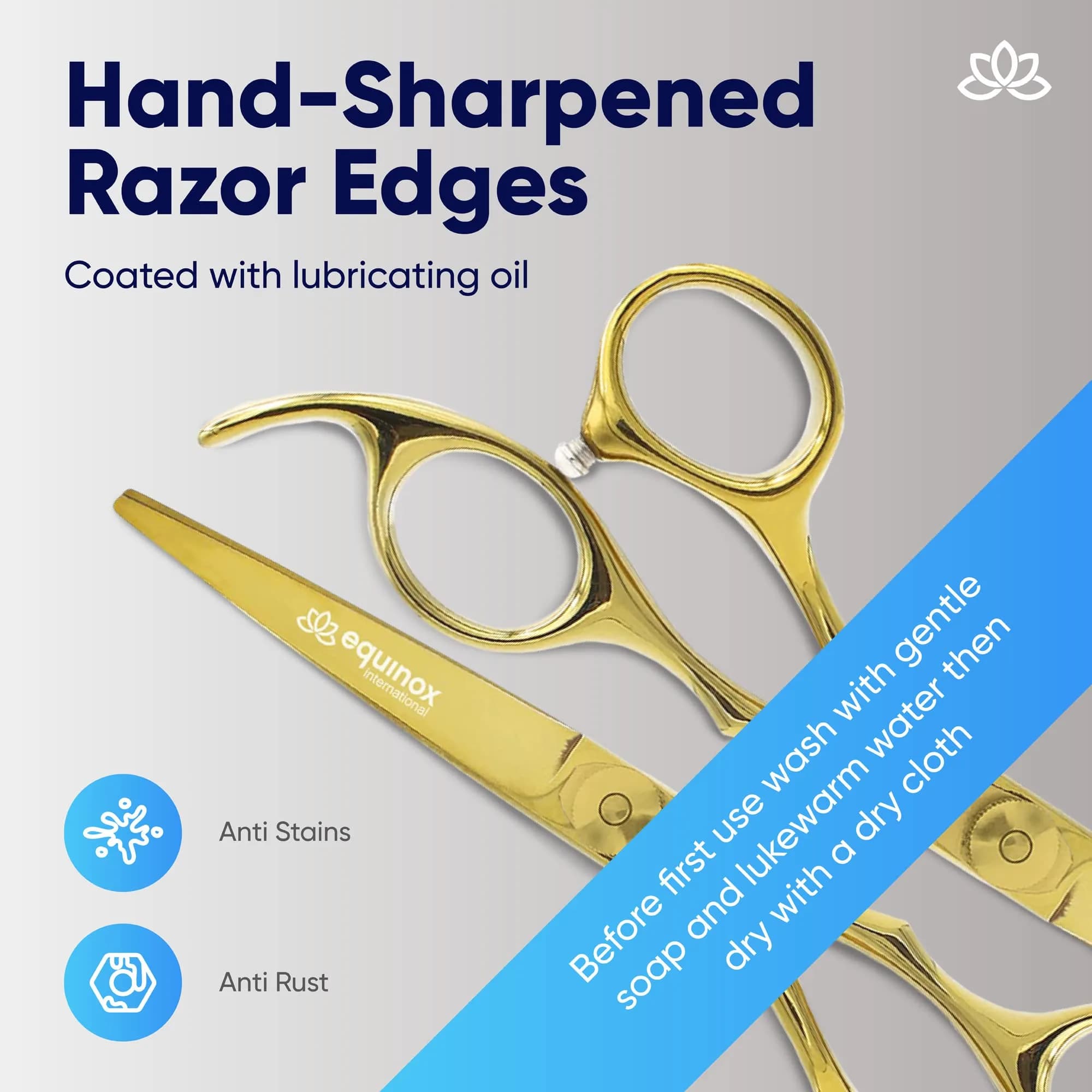 Equinox International Gold 6.5 Inch Barber Hair Cutting Shears | Japanese Stainless Steel, Ergonomic Grip - view 3