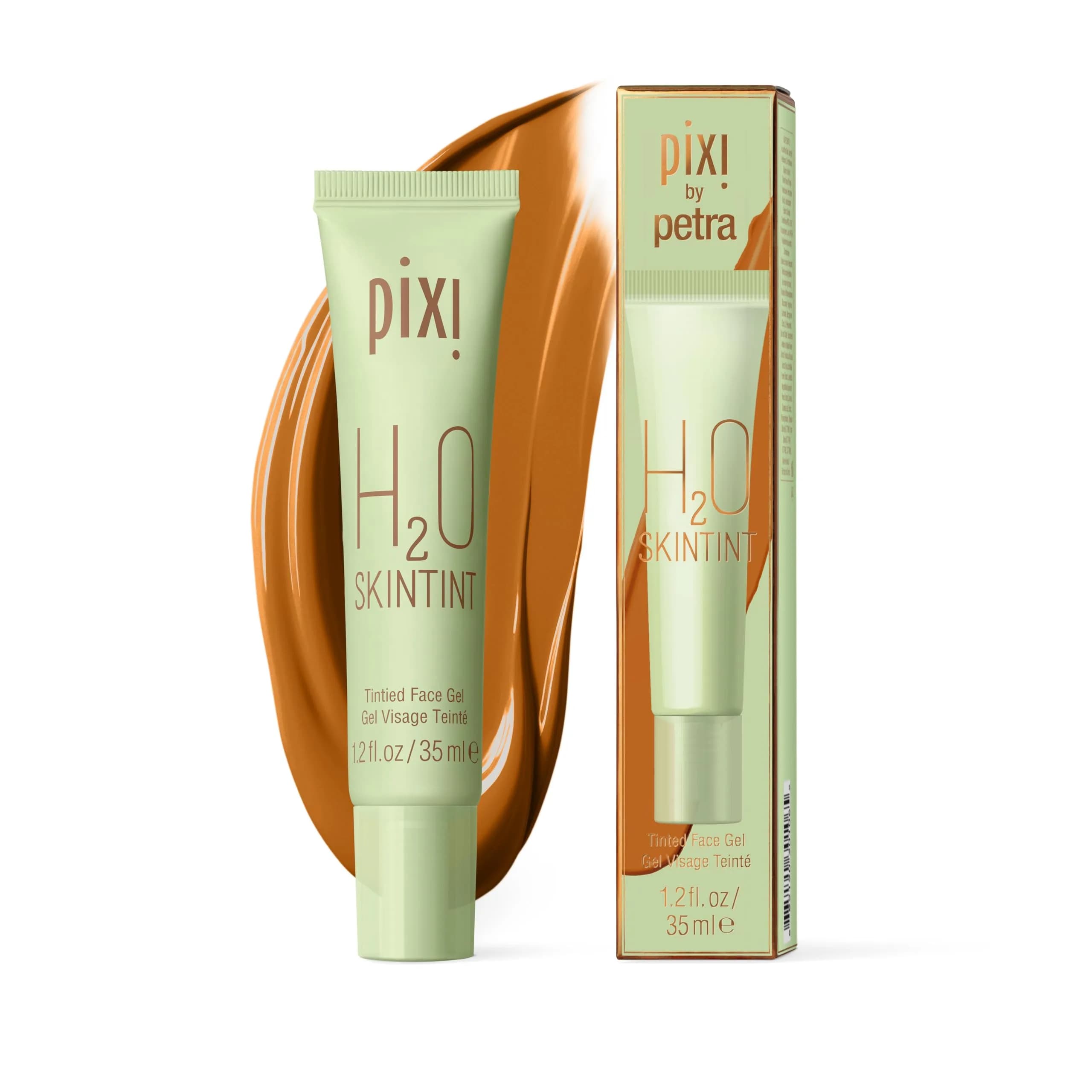 Pixi H2O SkinTint | Tinted Face Gel Moisturizer | Hydrating Coverage with Hyaluronic Acid | Evens Skin Tone & Reduces Redness | Oil-Free Dewy Finish | Mocha | 1.2 fl oz