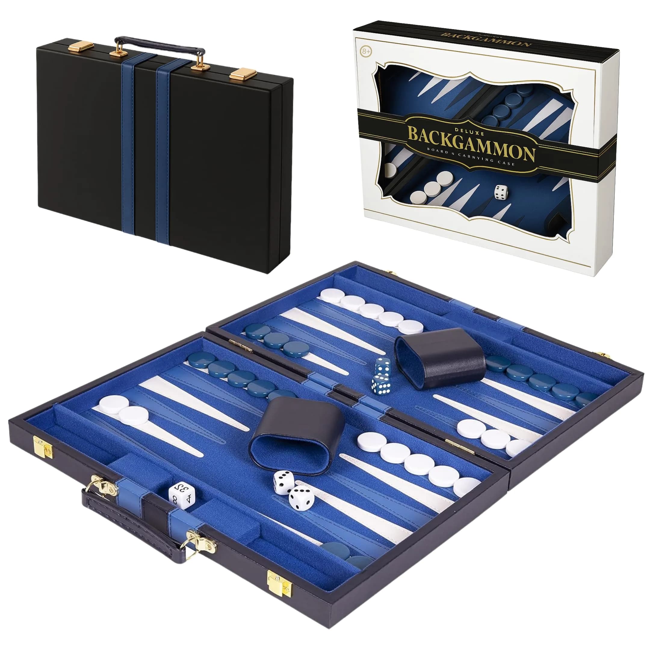 Crazy Games Premium Backgammon 11" Small Blue - Travel Board Game for Adults & Kids