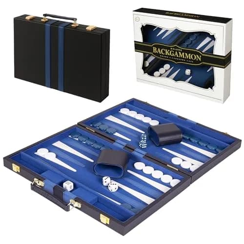 Crazy Games Premium Backgammon 11" Small Blue - Travel Board Game for Adults & Kids thumbnail 1