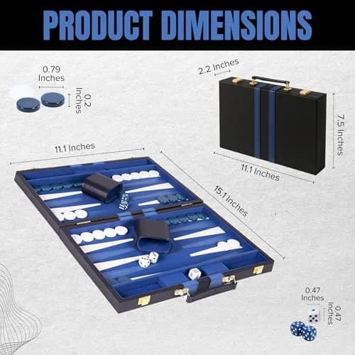 Crazy Games Premium Backgammon 11" Small Blue - Travel Board Game for Adults & Kids thumbnail 4