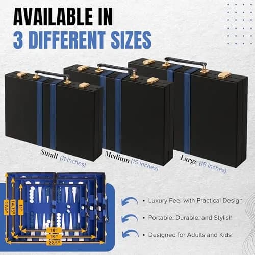 Crazy Games Premium Backgammon 11" Small Blue - Travel Board Game for Adults & Kids thumbnail 5