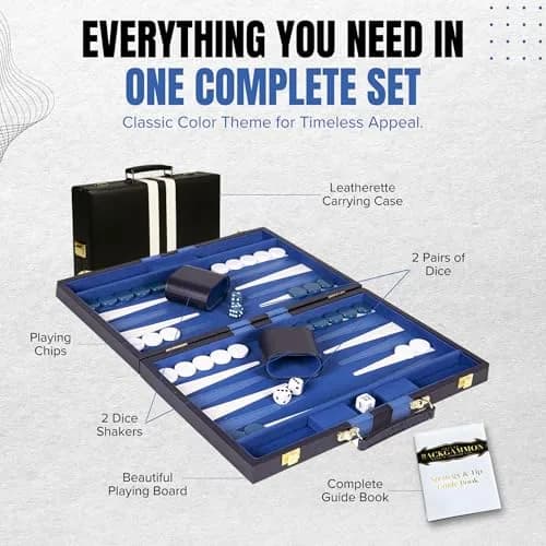Crazy Games Premium Backgammon 11" Small Blue - Travel Board Game for Adults & Kids thumbnail 9