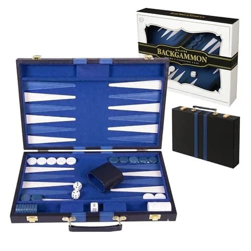 Crazy Games Premium Backgammon 11" Small Blue - Travel Board Game for Adults & Kids thumbnail 2