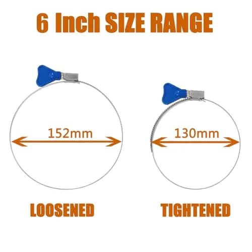 ISPINNER 2pcs Key-Type Worm Gear Hose Clamps 130-152mm (5.1-6 inch) | 304 Stainless Steel, Rust-Resistant, Easy-Turn Key thumbnail 5