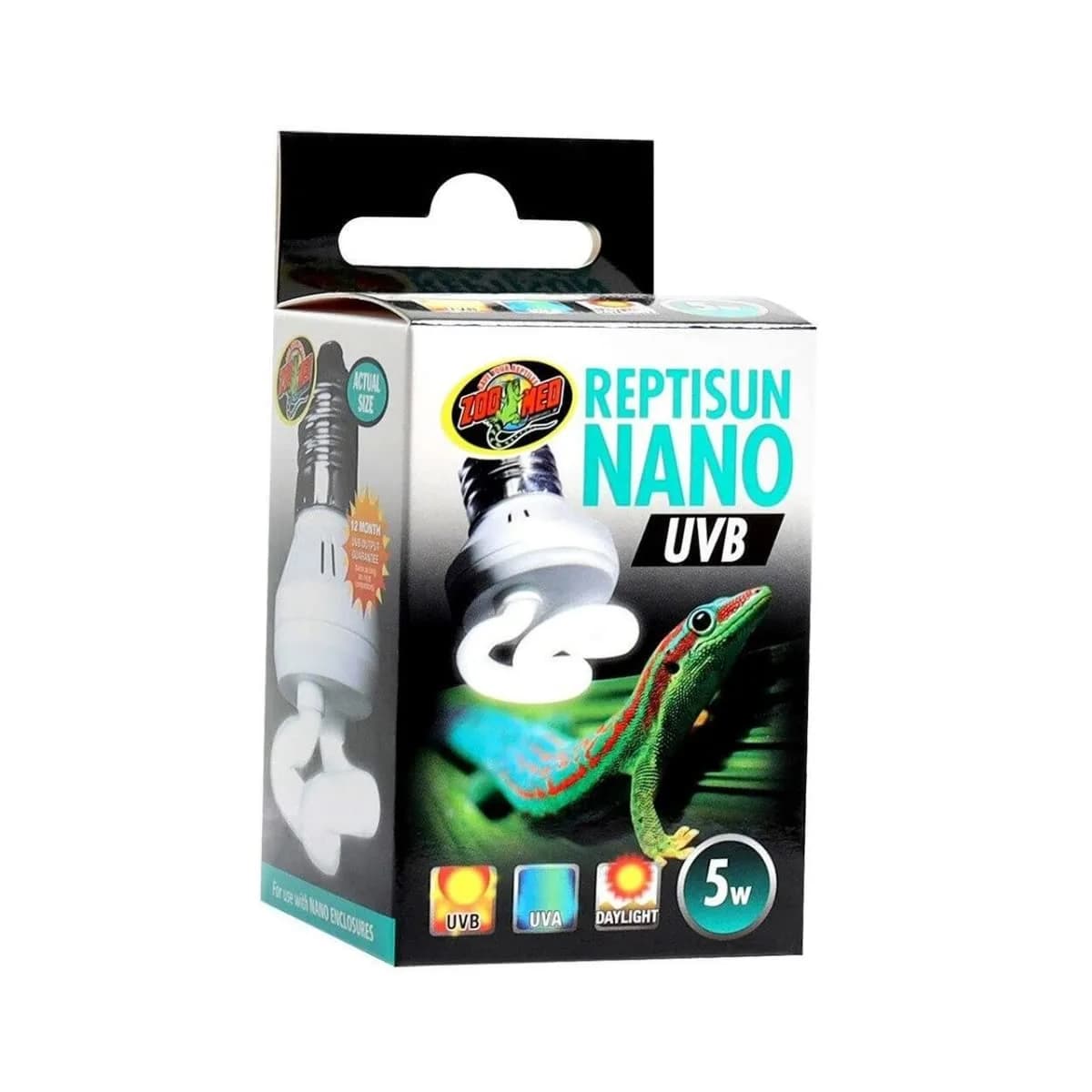 Zoo Med Reptisun Nano UVB Bulb 1 Count | 12-Month UVB Guarantee for Turtles & Reptiles — Black