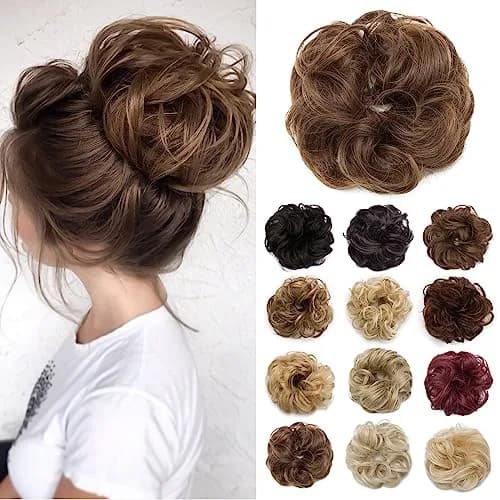 Benehair Messy Bun Hair Piece Scrunchy Updo Hair for Women 50g | Fluffy Wavy Synthetic Hair Bun thumbnail 1