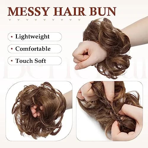 Benehair Messy Bun Hair Piece Scrunchy Updo Hair for Women 50g | Fluffy Wavy Synthetic Hair Bun thumbnail 2