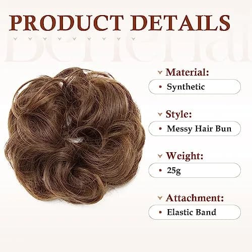 Benehair Messy Bun Hair Piece Scrunchy Updo Hair for Women 50g | Fluffy Wavy Synthetic Hair Bun thumbnail 3