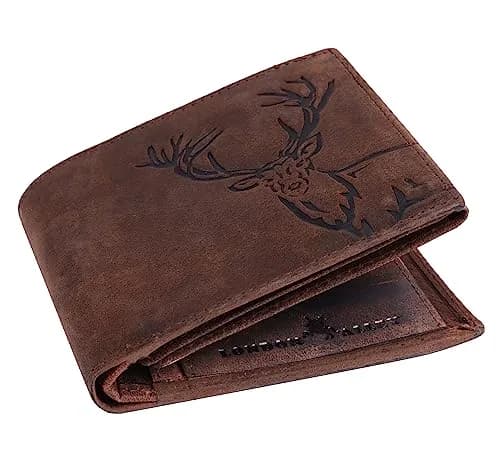 LONDON ALLEY Elk Vintage Brown Leather Wallet For Men, 6 Card Slots, RFID Blocking | Handcrafted Genuine Leather thumbnail 1