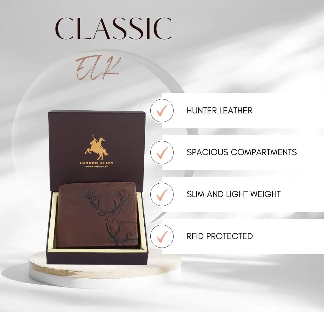 LONDON ALLEY Elk Vintage Brown Leather Wallet For Men, 6 Card Slots, RFID Blocking | Handcrafted Genuine Leather - view 8