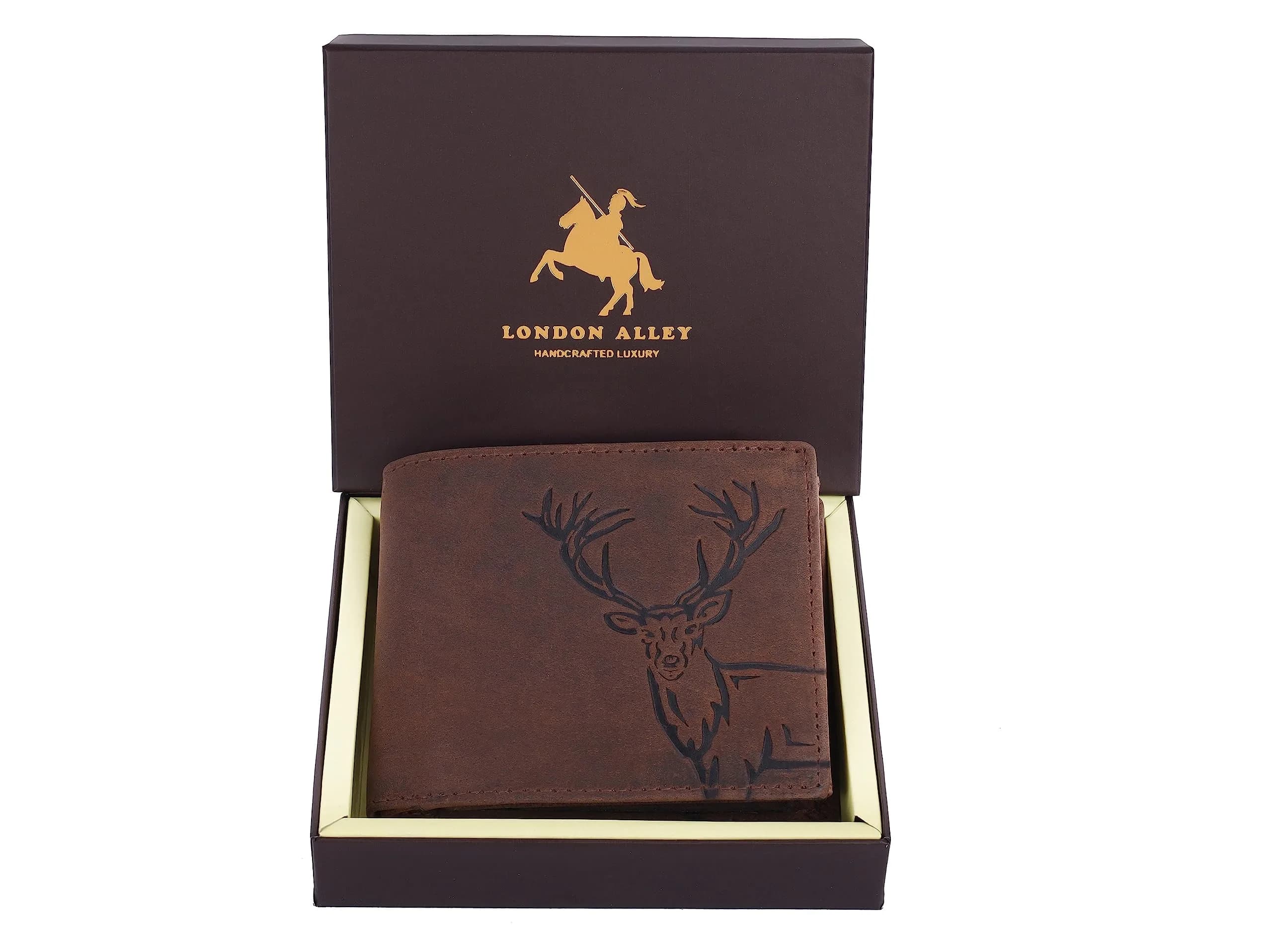 LONDON ALLEY Elk Vintage Brown Leather Wallet For Men, 6 Card Slots, RFID Blocking | Handcrafted Genuine Leather - view 2