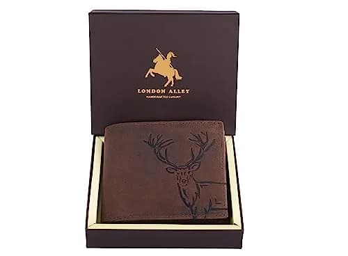 LONDON ALLEY Elk Vintage Brown Leather Wallet For Men, 6 Card Slots, RFID Blocking | Handcrafted Genuine Leather thumbnail 2