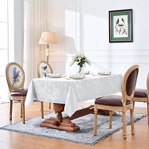 Romanstile Jacquard Rectangle Tablecloth 60 x 84 Inch | Elegant Floral Design, Water-Resistant, Stainproof (100% Polyester) thumbnail 2