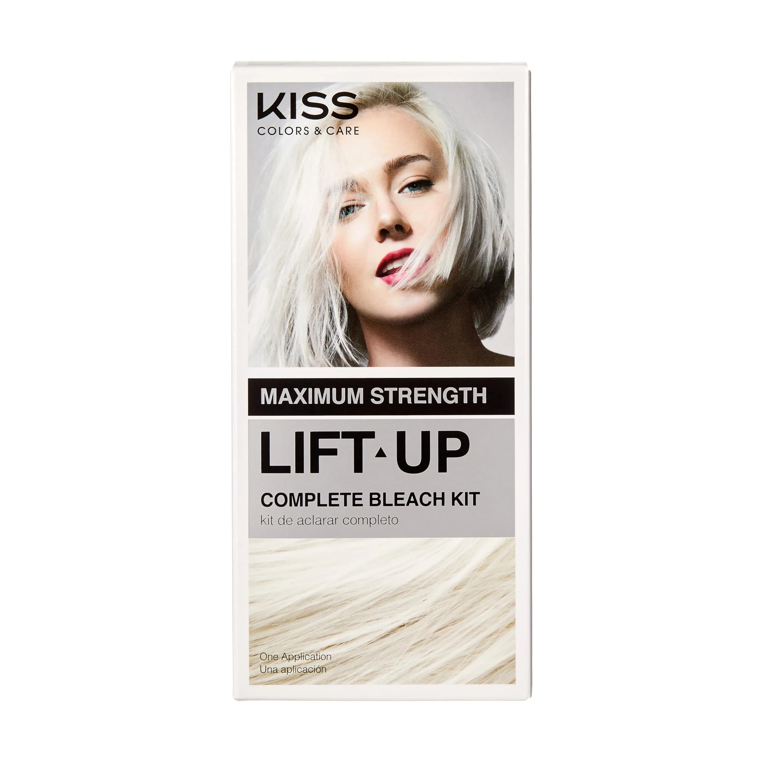 KISS Lift Up Complete 6 Pc DIY Hair Bleach Kit with Plex Serum & Icy Silver Toner | 1 Application