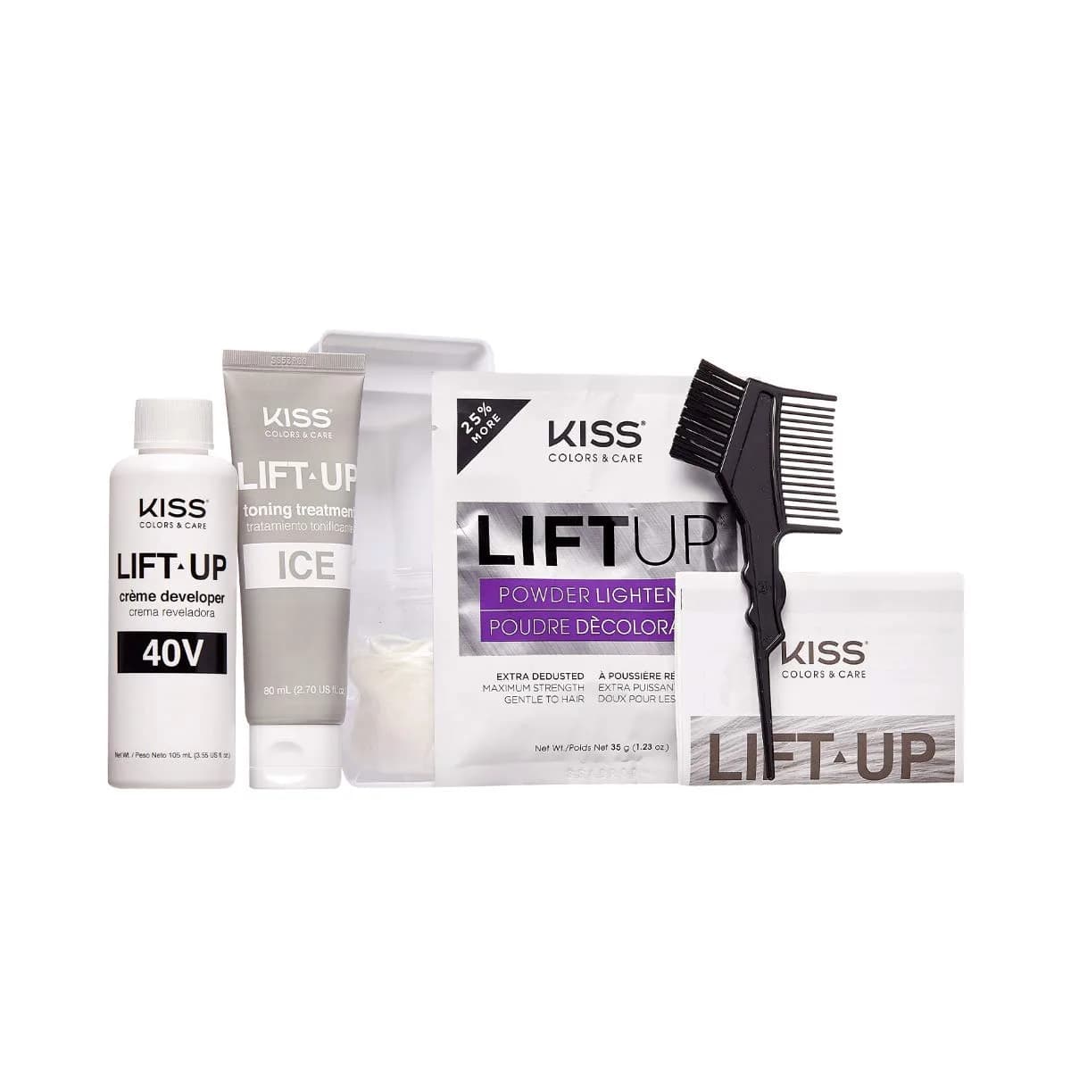 KISS Lift Up Complete Hair Bleach Kit with Revitalizing Plex Serum & Ice Toner, 6-Pc Kit | Maximum Strength for Dark Hair - view 2