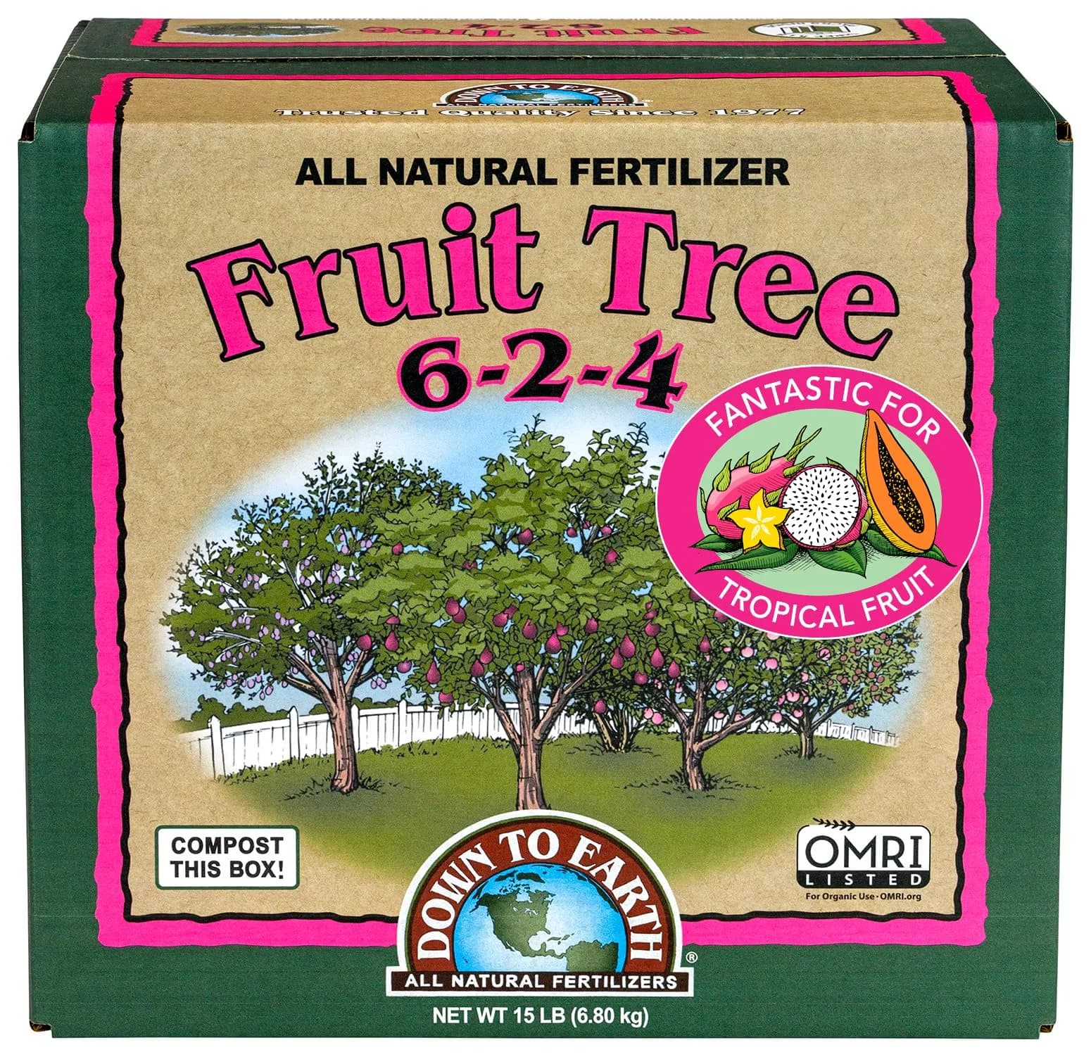Down To Earth All Natural Fertilizers Organic Fruit Tree 15 lb | OMRI Listed for Organic Gardening