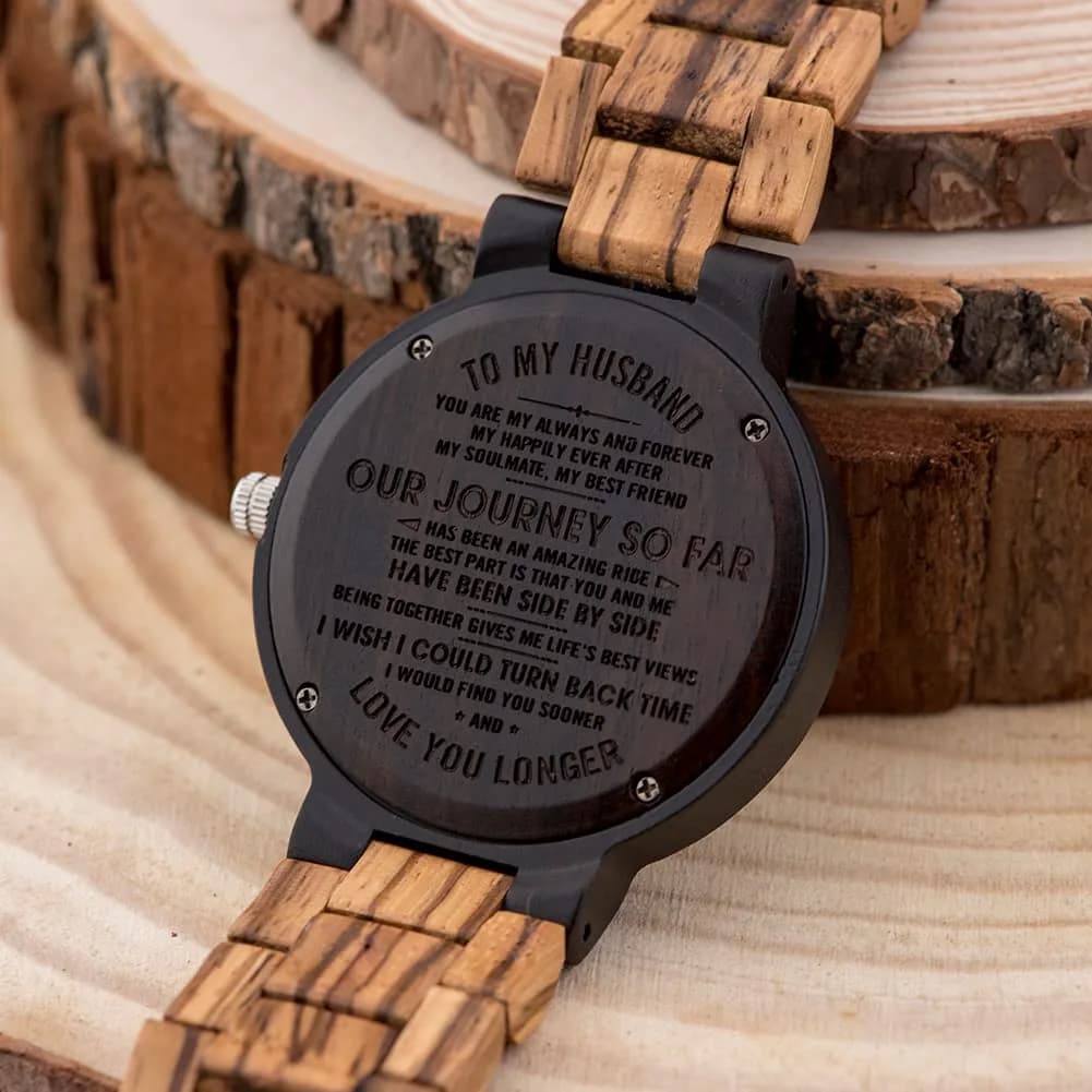 BOBO BIRD Week and Date Display Men's Zebra Wooden Quartz Watch 45.6mm | Handmade Casual Retro Style - view 3