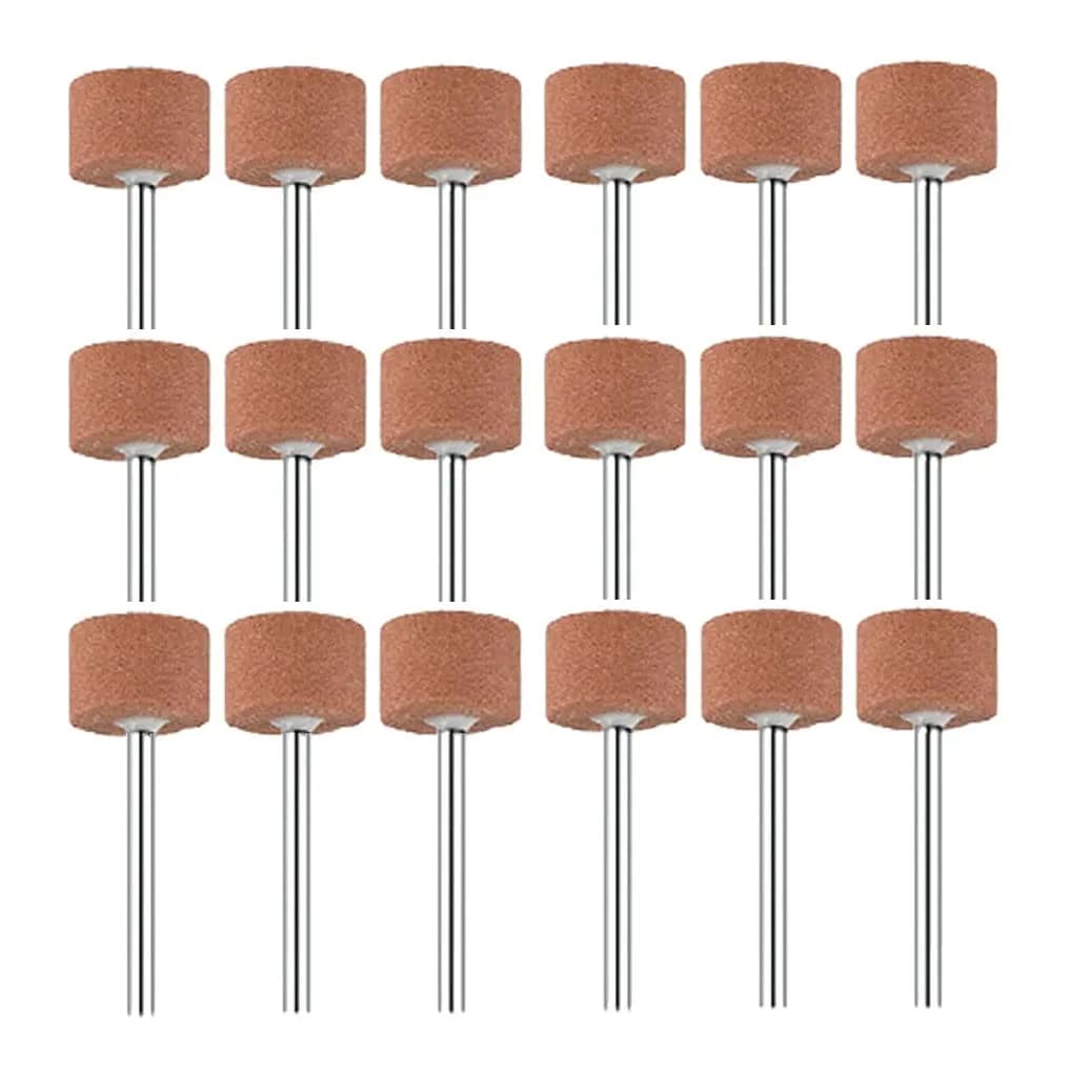 Luo ke 18pcs 1/8'' Shank Rotary Grinding Stones for Metal & Glass | Coarse 120 Grit, Red Corundum, Cylindrical Shape — 15mm Cylindrical shape