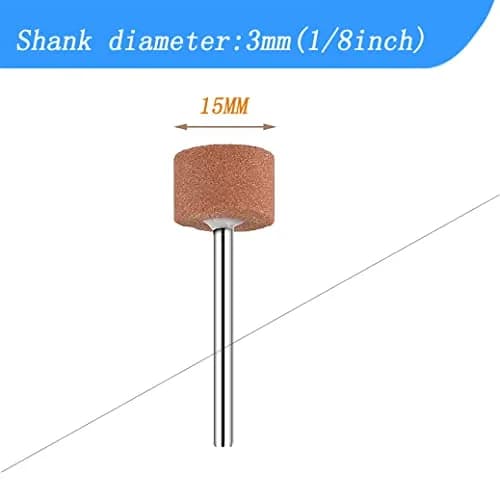Luo ke 18pcs 1/8'' Shank Rotary Grinding Stones for Metal & Glass | Coarse 120 Grit, Red Corundum, Cylindrical Shape thumbnail 3