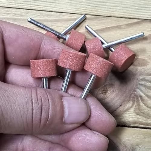 Luo ke 18pcs 1/8'' Shank Rotary Grinding Stones for Metal & Glass | Coarse 120 Grit, Red Corundum, Cylindrical Shape thumbnail 4