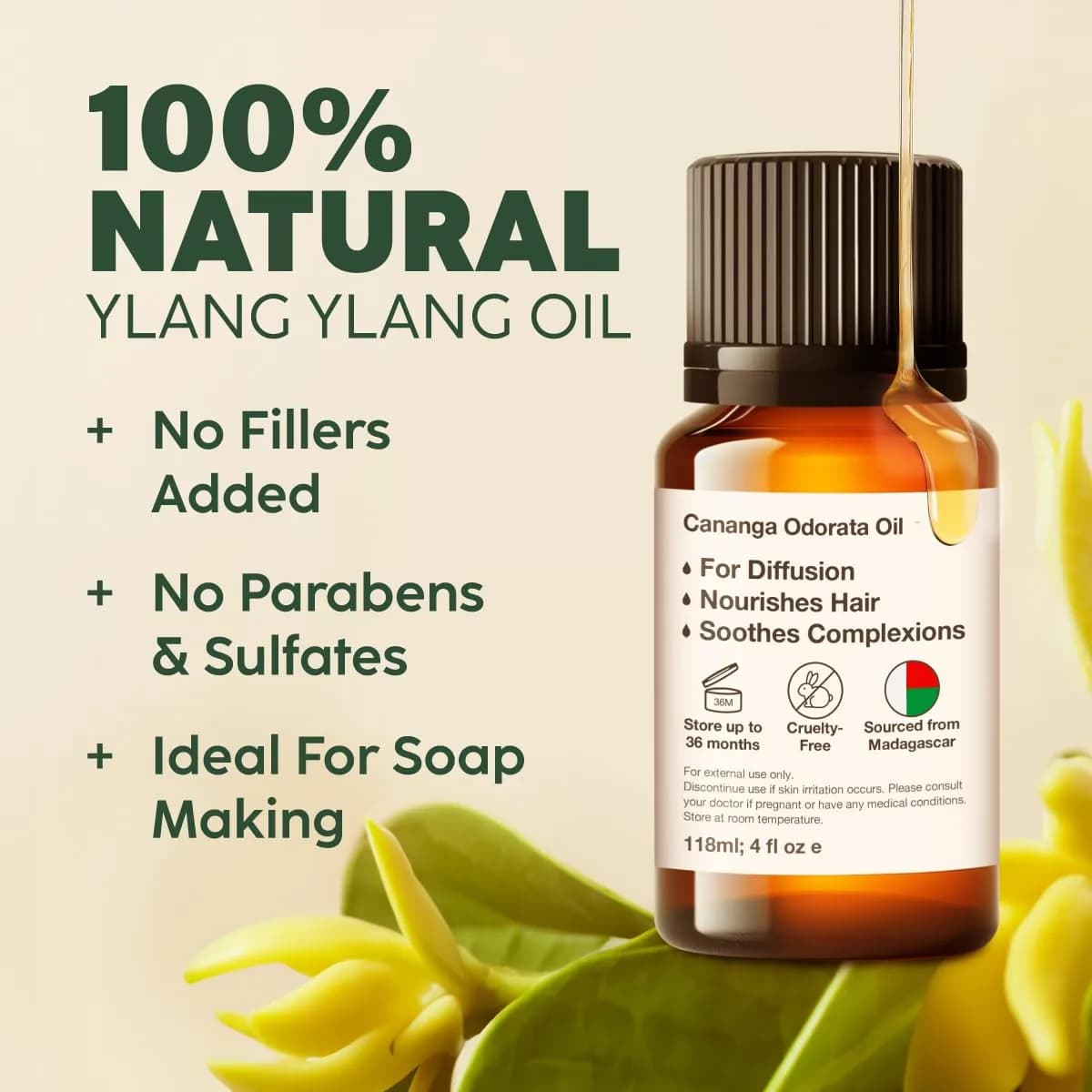 KUKKA Pure Ylang Ylang Essential Oil 0.34 Fl Oz (10ml) - GC-MS Tested for Purity - view 2
