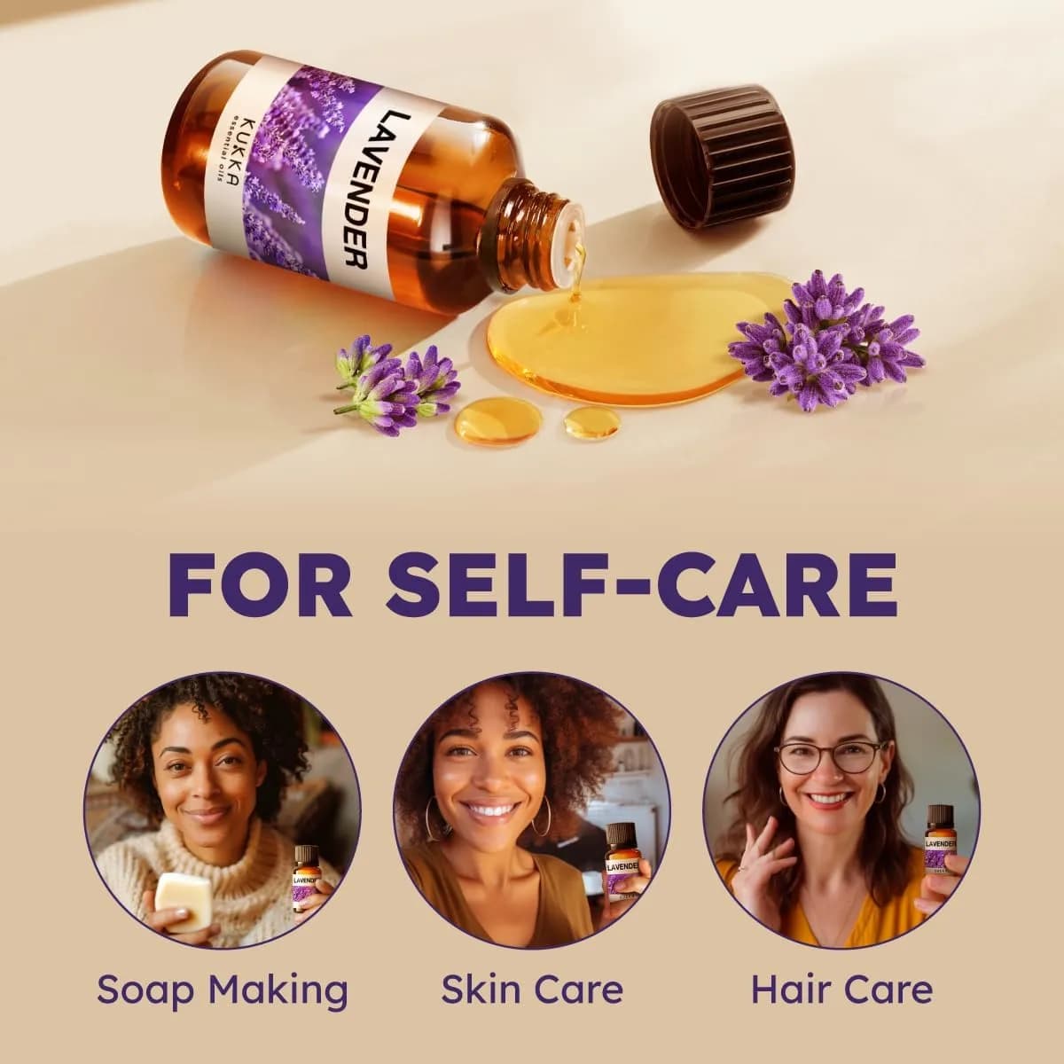 KUKKA 100% Pure Lavender Essential Oil for Hair, Skin, Diffuser & DIY Soap Making Scent (0.34 Fl Oz / 10ml) - view 5