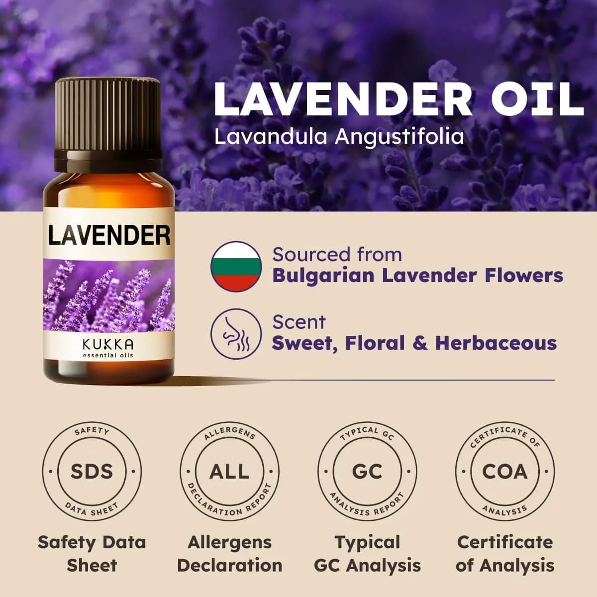 KUKKA 100% Pure Lavender Essential Oil for Hair, Skin, Diffuser & DIY Soap Making Scent (0.34 Fl Oz / 10ml) - view 6
