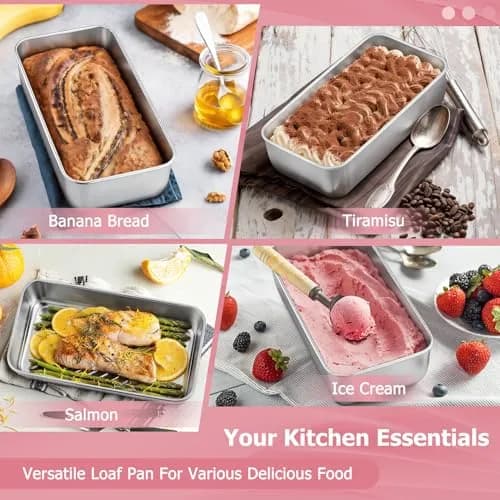 TeamFar Stainless Steel Loaf Pans for Baking, 9.25 x 5 x 2.5 Inch (23.5 x 12.7 x 6.35 cm) — Set of 6 | Even Baking & Easy Release thumbnail 7