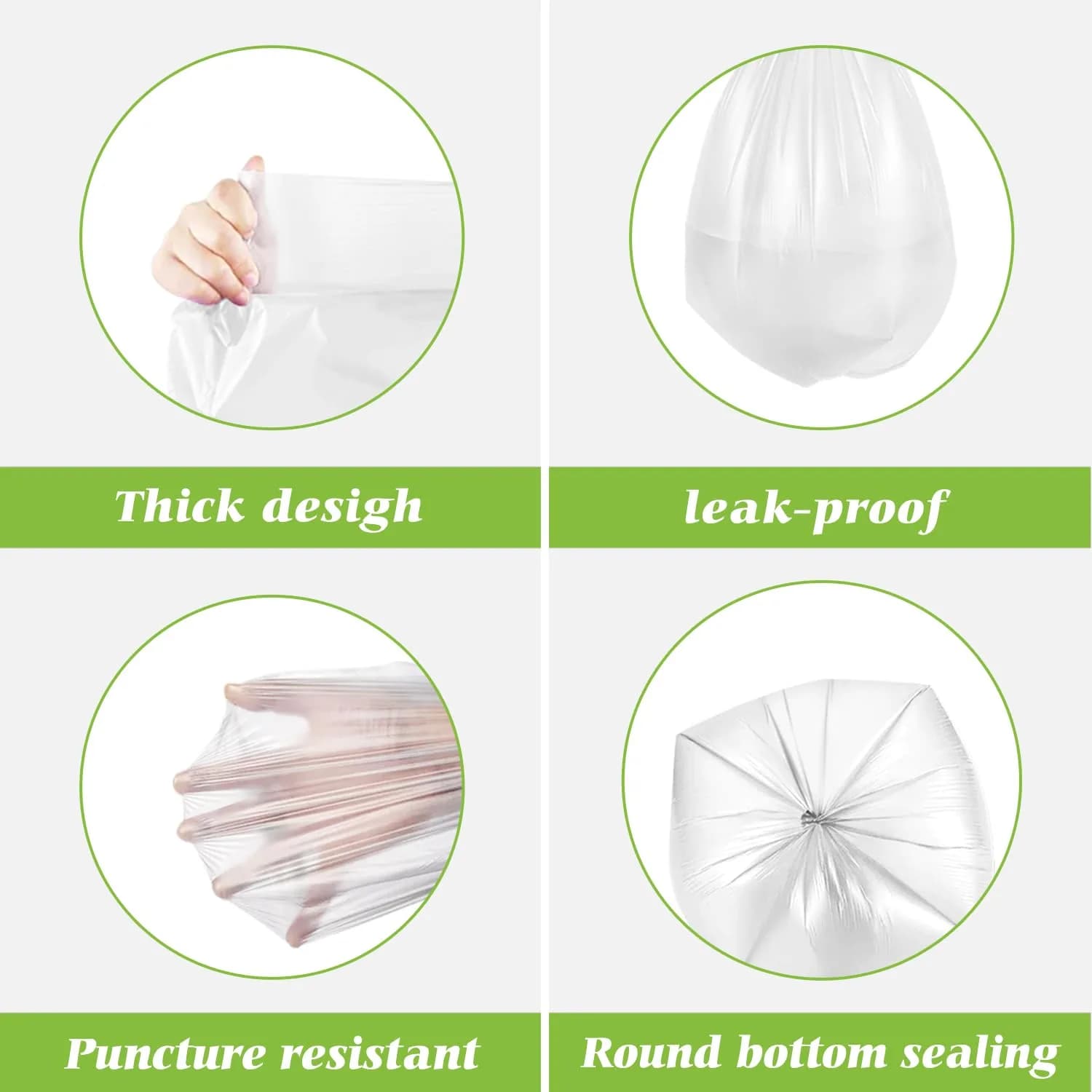 Teivio Medium Clear Trash Bags 8 Gallon 70 Count | Fit 7-10 Gal Waste Bins, Leak-Resistant, Versatile thumbnail 3