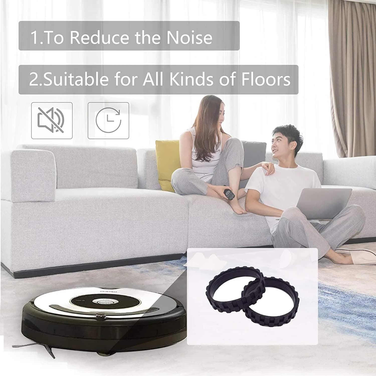 Garbage fighter Black 4 Pack Vacuum Wheels | Compatible with iRobot Roomba 500-900 Series - view 6