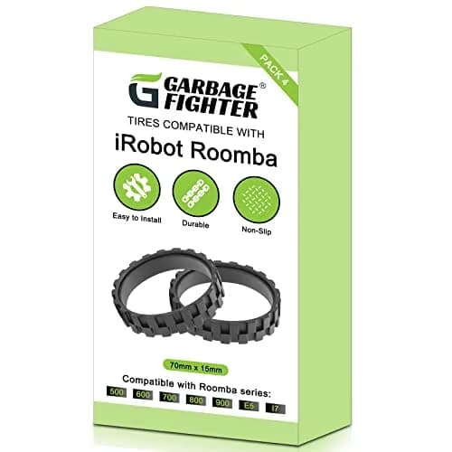 Garbage fighter Black 4 Pack Vacuum Wheels | Compatible with iRobot Roomba 500-900 Series thumbnail 8