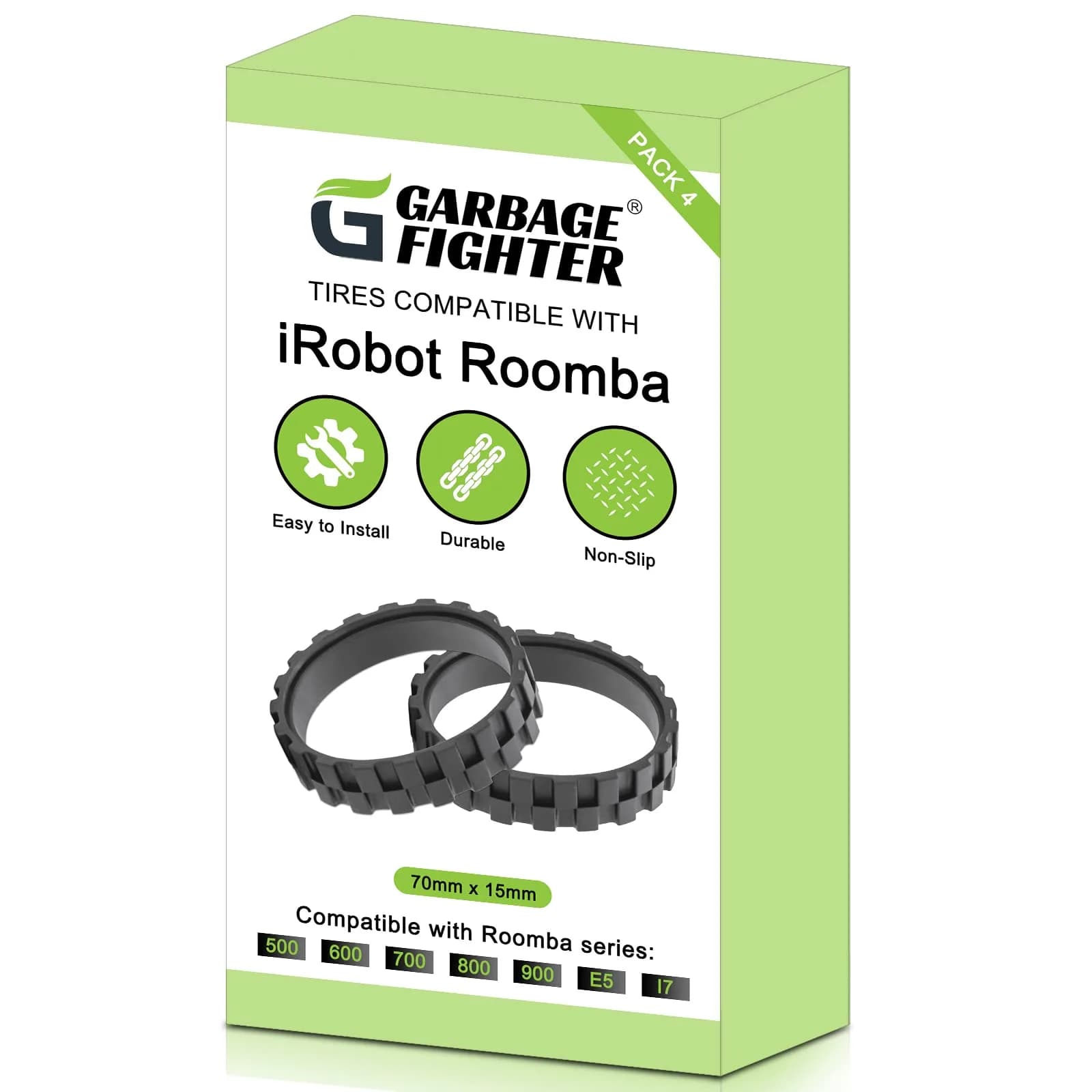 Garbage fighter Black 4 Pack Vacuum Wheels | Compatible with iRobot Roomba 500-900 Series - view 8