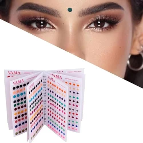VAMA Fashions Premium Velvet Round Forehead Stickers Kumkum Bollywood Bindi Booklet for Women | 504 Bindis Multicolor thumbnail 4