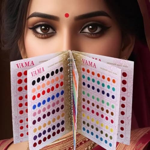 VAMA Fashions Premium Velvet Round Forehead Stickers Kumkum Bollywood Bindi Booklet for Women | 504 Bindis Multicolor thumbnail 2