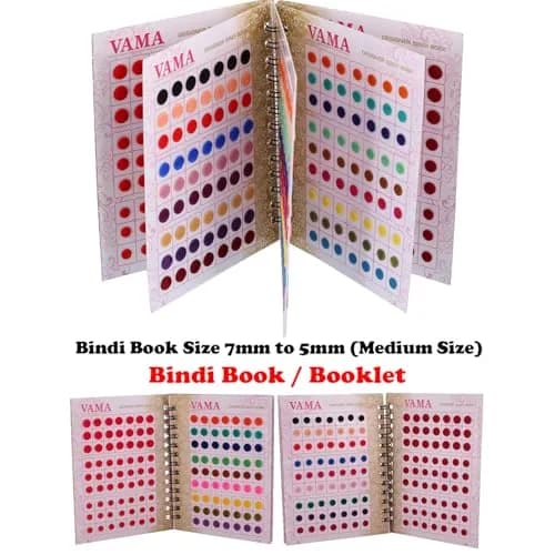 VAMA Fashions Premium Velvet Round Forehead Stickers Kumkum Bollywood Bindi Booklet for Women | 504 Bindis Multicolor thumbnail 3