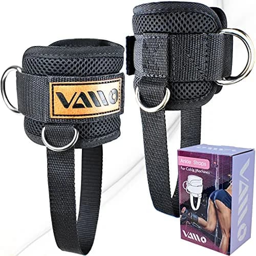 VAIIO Ankle Straps for Cable Machines, Adjustable Comfort Fit Neoprene (Pair, Black) | Double D-Ring Lower Body Workout Attachments thumbnail 1