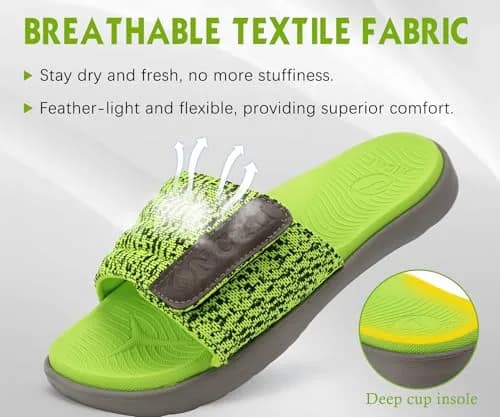 ONCAI Mens Sandals 2025 | Arch Support Sport Slides Open Toe Adjustable Straps Cushioned Footbed for Plantar Fasciitis Green Size 11 thumbnail 4