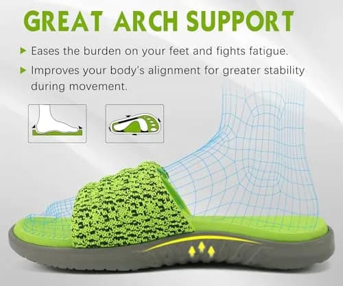 ONCAI Mens Sandals 2025 | Arch Support Sport Slides Open Toe Adjustable Straps Cushioned Footbed for Plantar Fasciitis Green Size 11 thumbnail 3