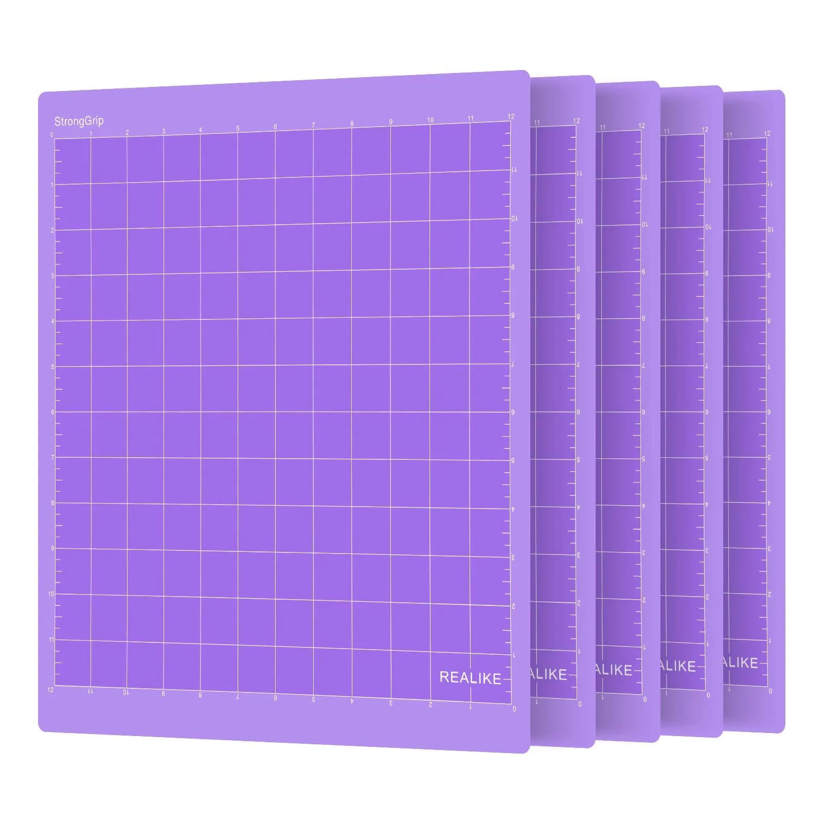 REALIKE 12x12 Inch Purple StrongGrip Cutting Mats (5 Pack) for Cricut Crafts - main product image