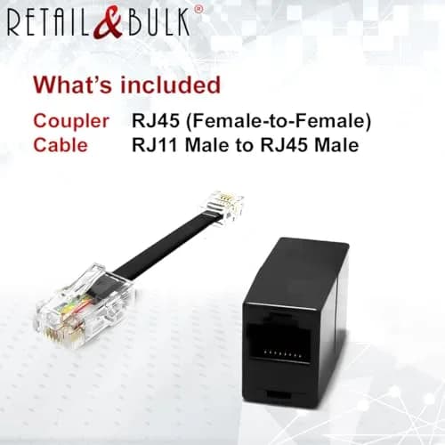 RetailAndBulk RJ11 to RJ45 Adapter for Landline & Fax | High-Performance Copper, Gold Contacts thumbnail 4