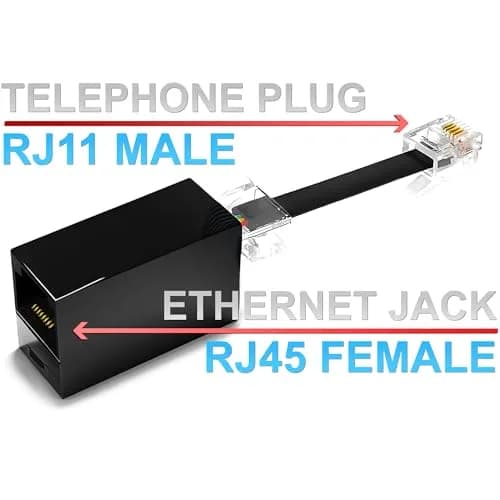 RetailAndBulk RJ11 to RJ45 Adapter for Landline & Fax | High-Performance Copper, Gold Contacts thumbnail 2