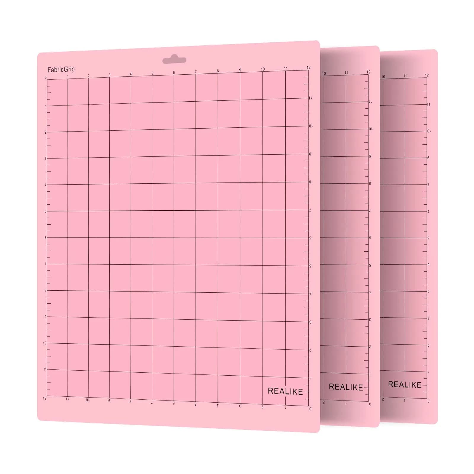 REALIKE FabricGrip Cutting Mat 12x12 Inch (3 Mats) | Self-Healing Pink Mat for Cricut Machines, Quilting & Crafts - main product image