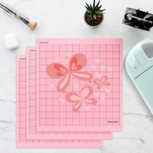 REALIKE FabricGrip Cutting Mat 12x12 Inch (3 Mats) | Self-Healing Pink Mat for Cricut Machines, Quilting & Crafts thumbnail 5