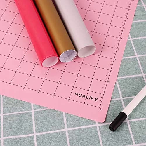 REALIKE FabricGrip Cutting Mat 12x12 Inch (3 Mats) | Self-Healing Pink Mat for Cricut Machines, Quilting & Crafts thumbnail 6
