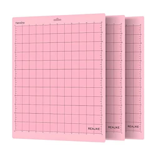 REALIKE FabricGrip Cutting Mat 12x12 Inch (3 Mats) | Self-Healing Pink Mat for Cricut Machines, Quilting & Crafts thumbnail 1