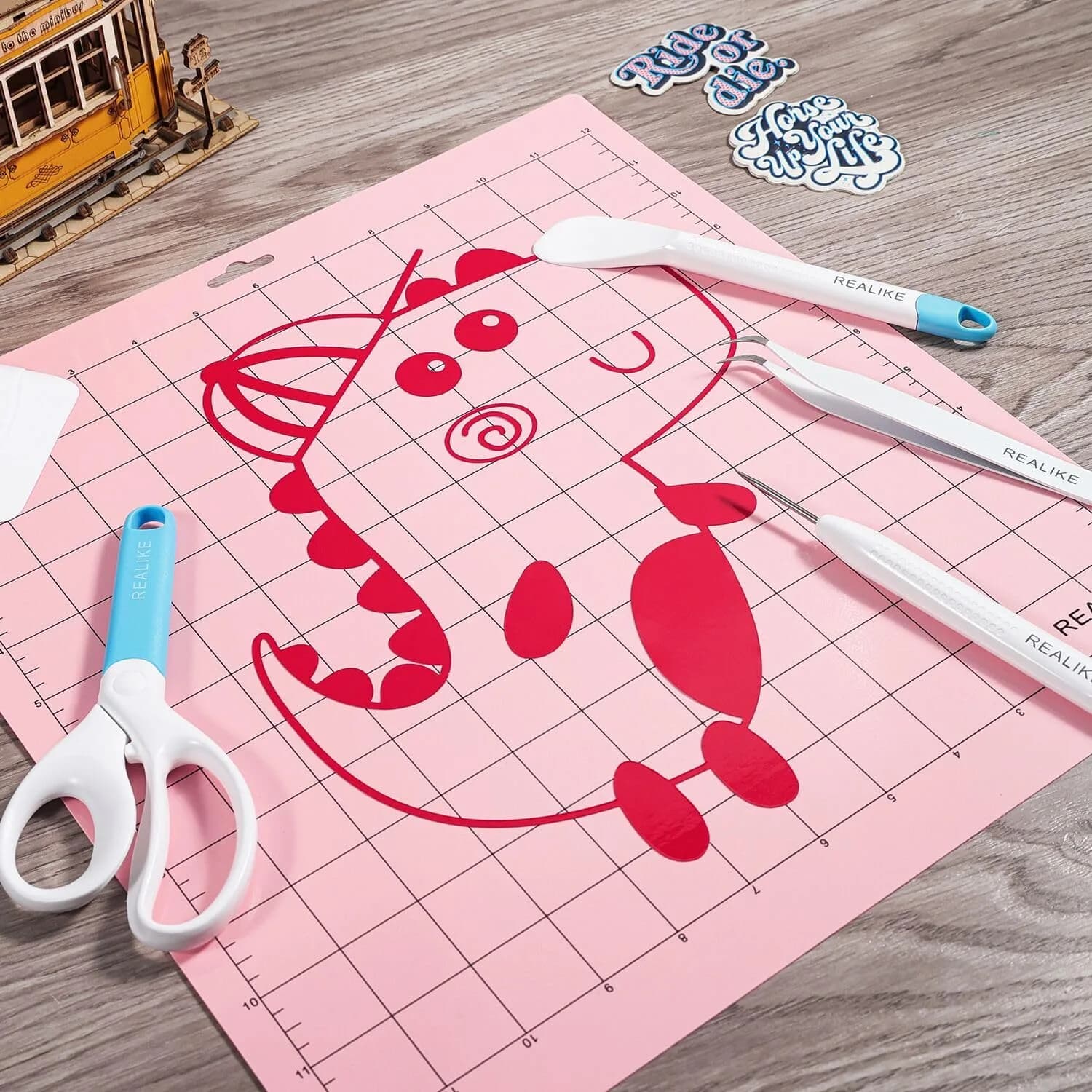 REALIKE FabricGrip Cutting Mat 12x12 Inch (3 Mats) | Self-Healing Pink Mat for Cricut Machines, Quilting & Crafts - view 4