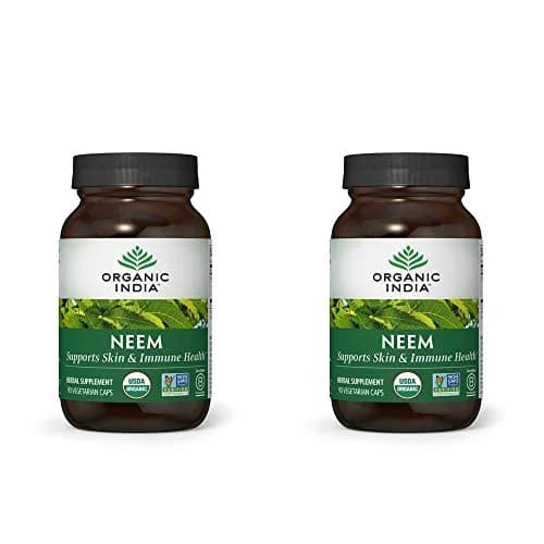 ORGANIC INDIA Neem Leaf Capsules, Herbal Supplement, 90 Capsules (2-Pack) | Supports Skin, Immunity & Detox thumbnail 1